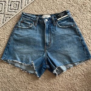 Abercrombie & Fitch 90s Relaxed Cutoff Short-High Rise-Curve Love-Blue-Size 26/2
